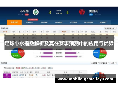足球心水指数解析及其在赛事预测中的应用与优势 足球心水指数解析及其在赛事预测中的应用与优势